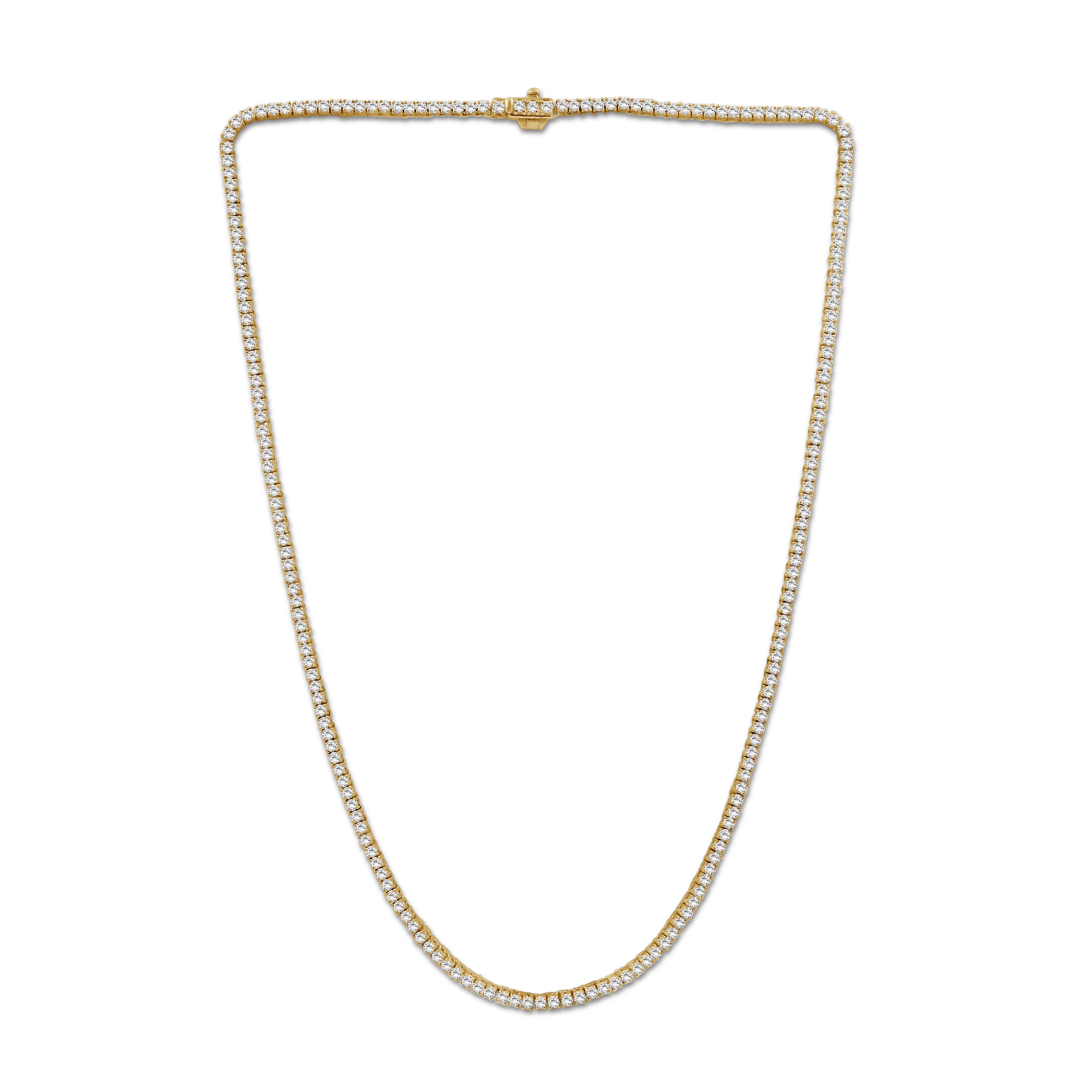 Diamonair Lab Grown Diamond (F/VS+) 10.00 carat Round cut Sterling Silver Tennis Necklace - Sterling Silver | Gold over Silver