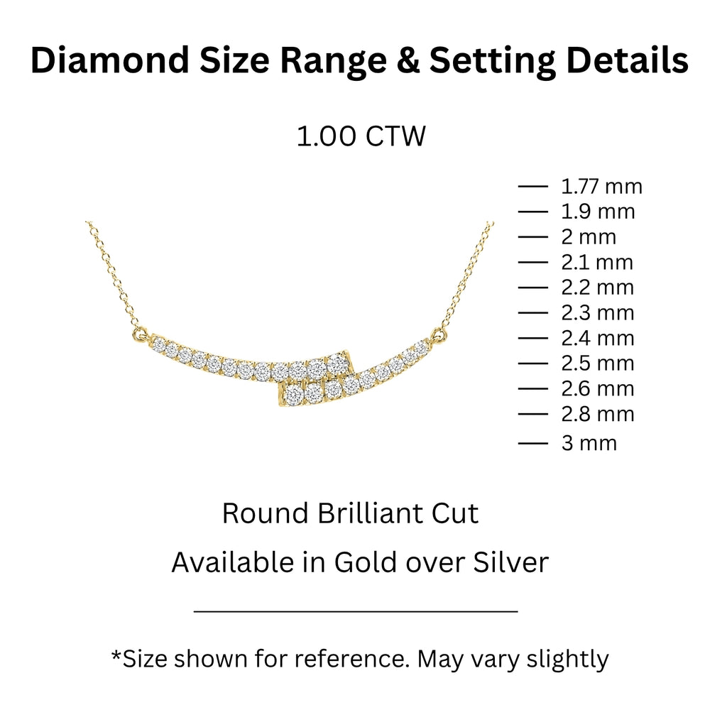 Diamonair Lab Grown Diamond (F/VS+) 1.00 carat Round cut Sterling Silver Smile Necklace - Sterling Silver | Gold over Silver