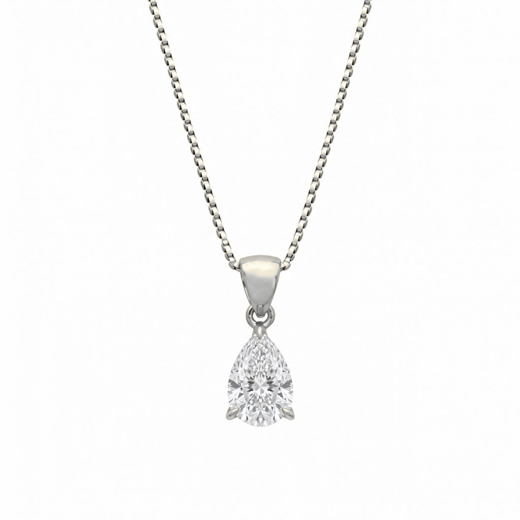 Pear Solitaire Pendant Necklace
