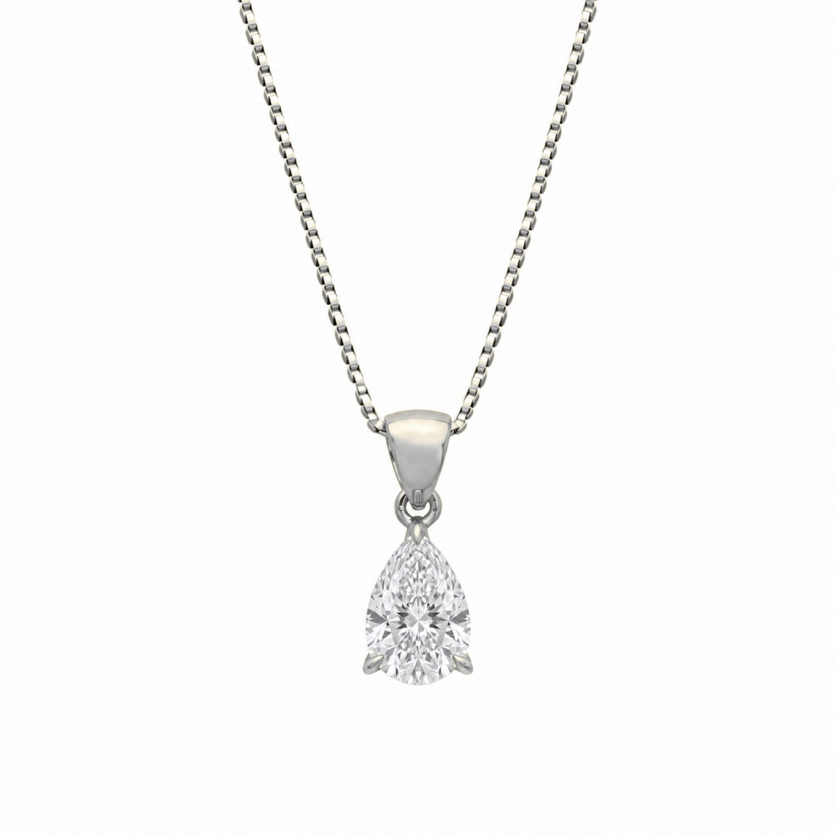 Pear Solitaire Pendant Necklace