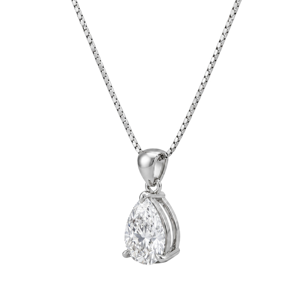 Pear Solitaire Pendant Necklace