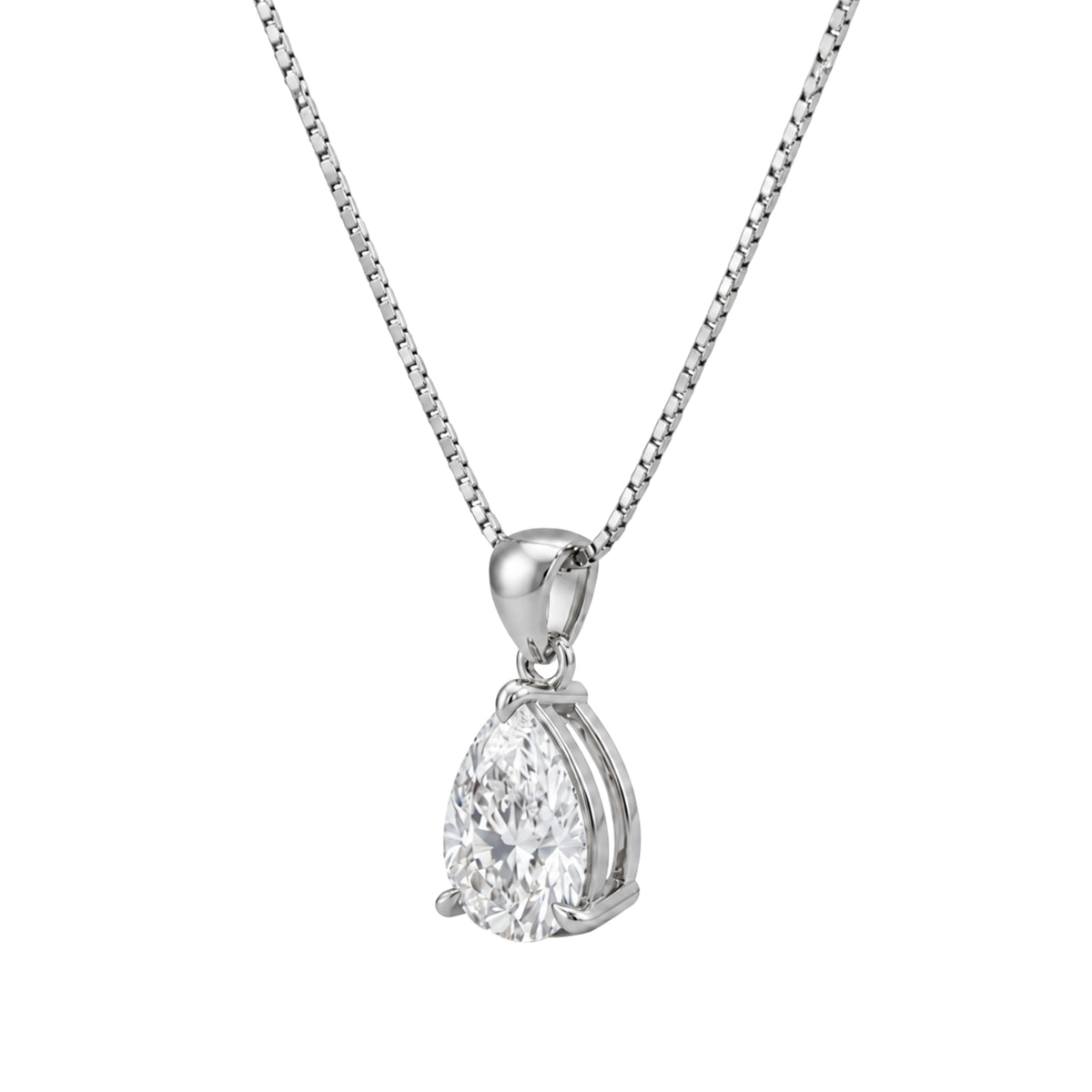 Pear Solitaire Pendant Necklace