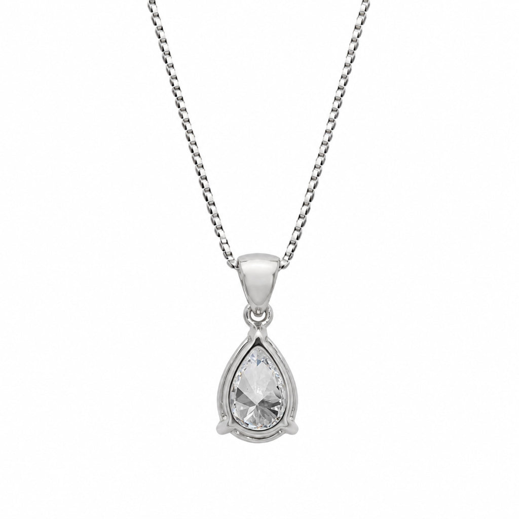 Pear Solitaire Pendant Necklace