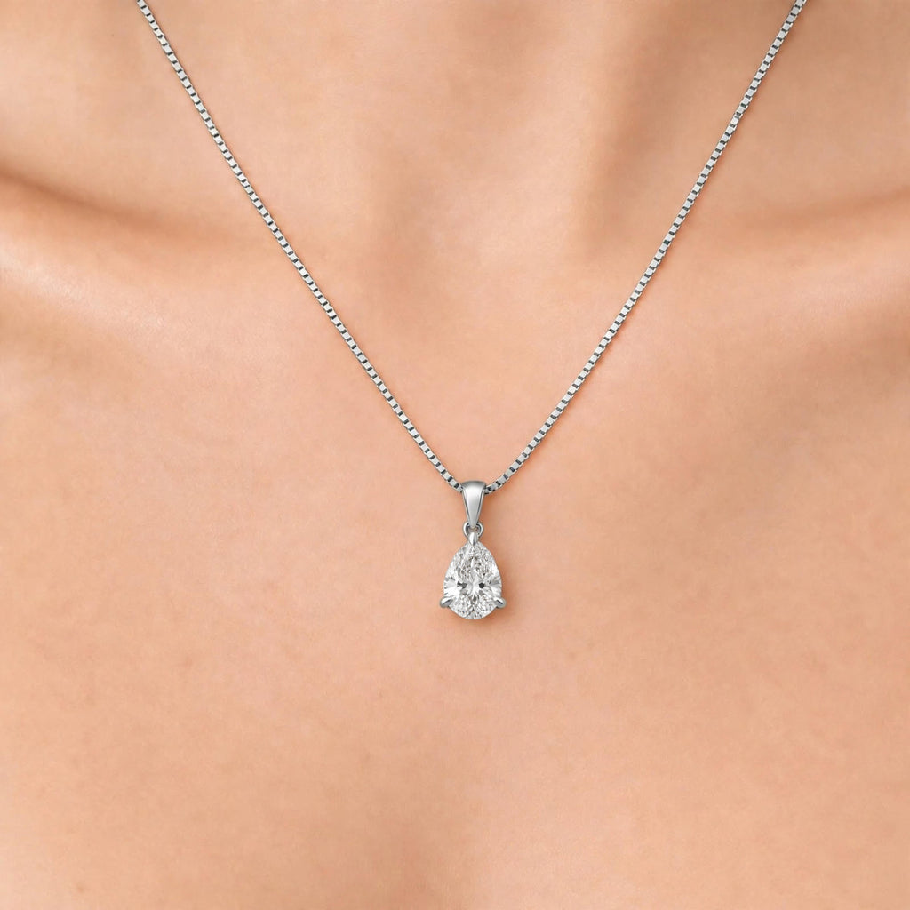 Pear Solitaire Pendant Necklace