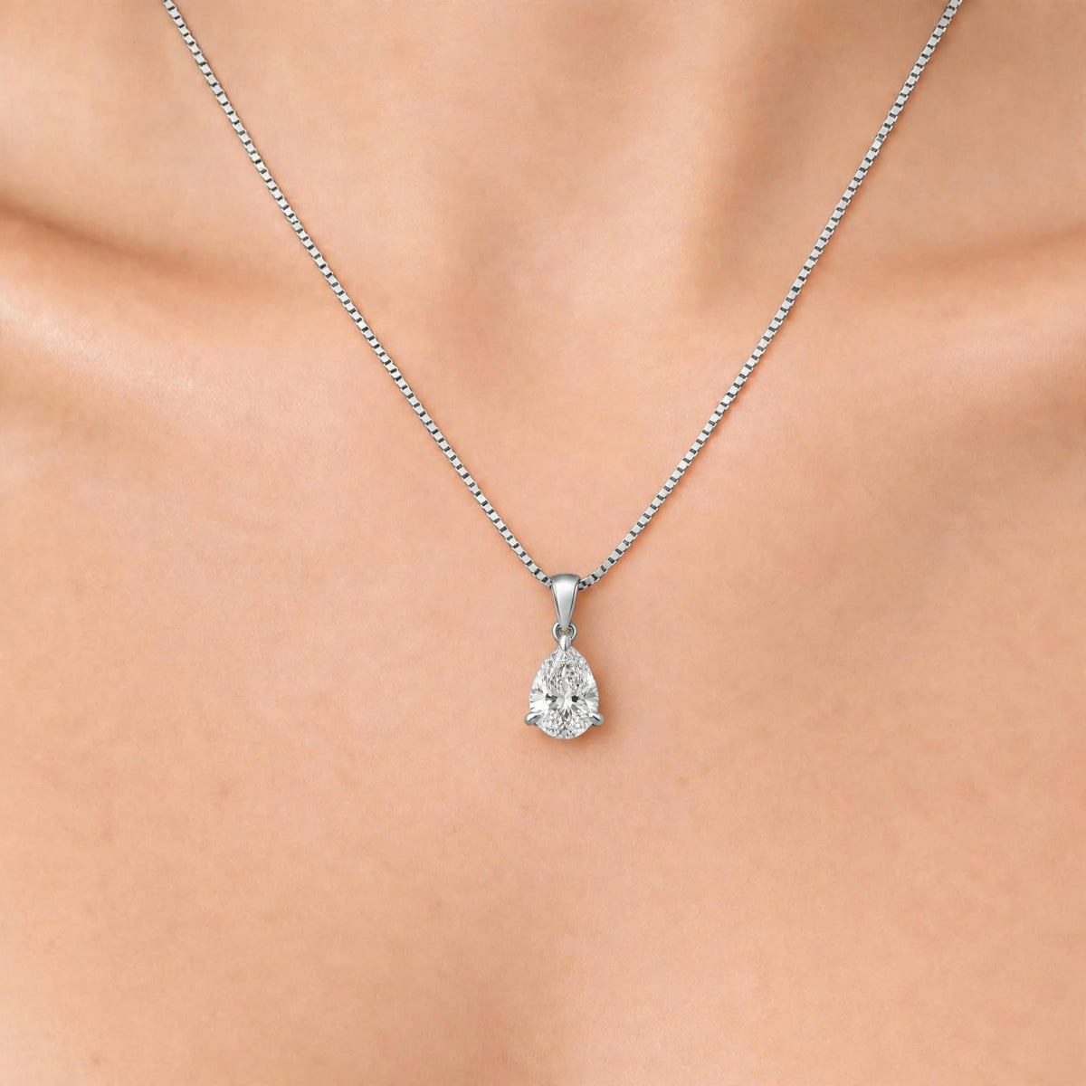 Pear Solitaire Pendant Necklace