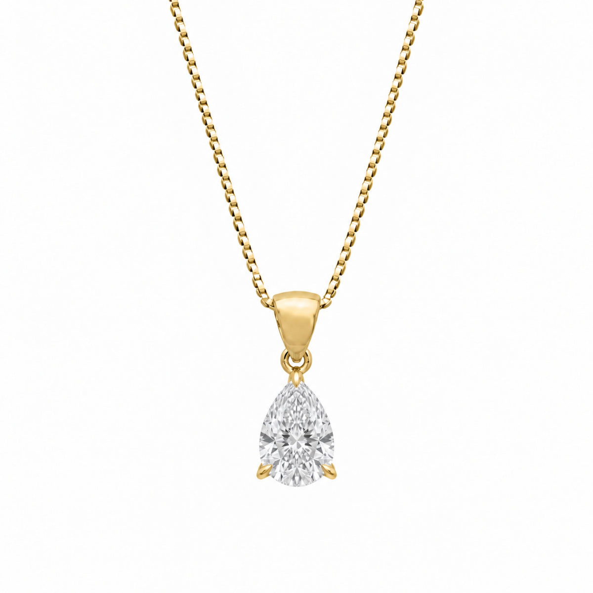 Pear Solitaire Pendant Necklace