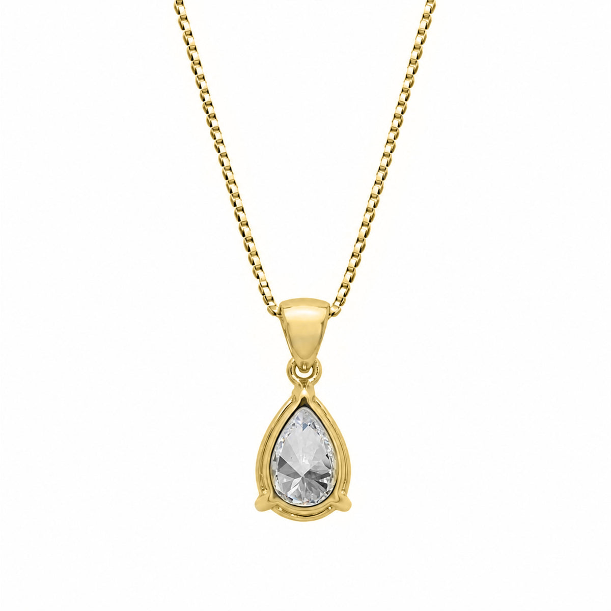 Pear Solitaire Pendant Necklace