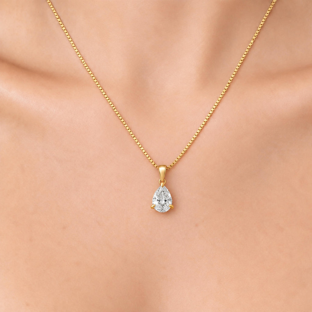 Pear Solitaire Pendant Necklace