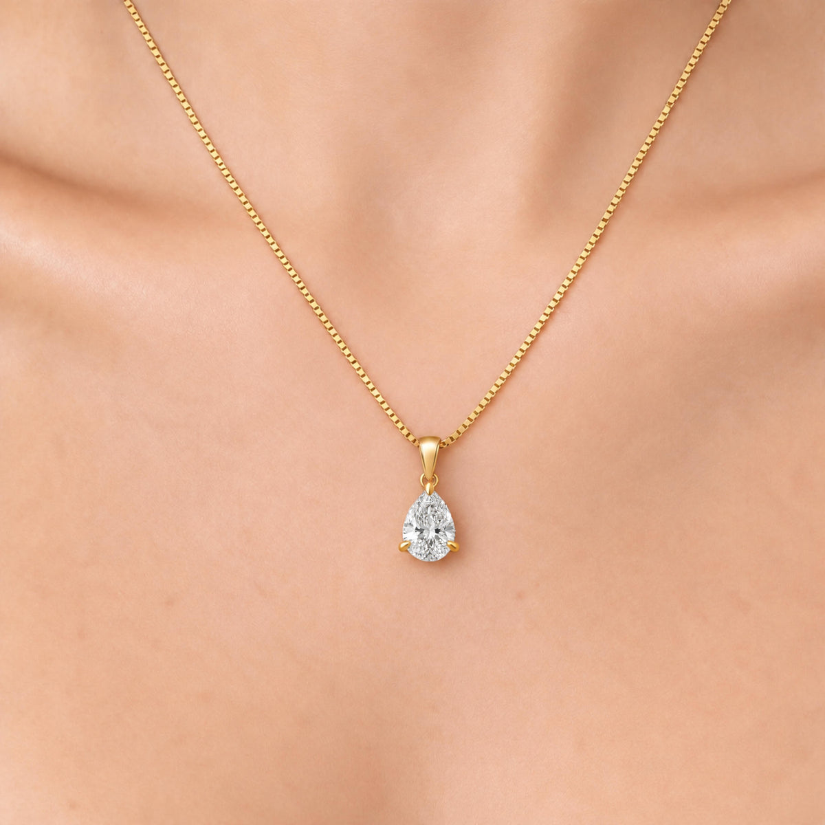 Pear Solitaire Pendant Necklace