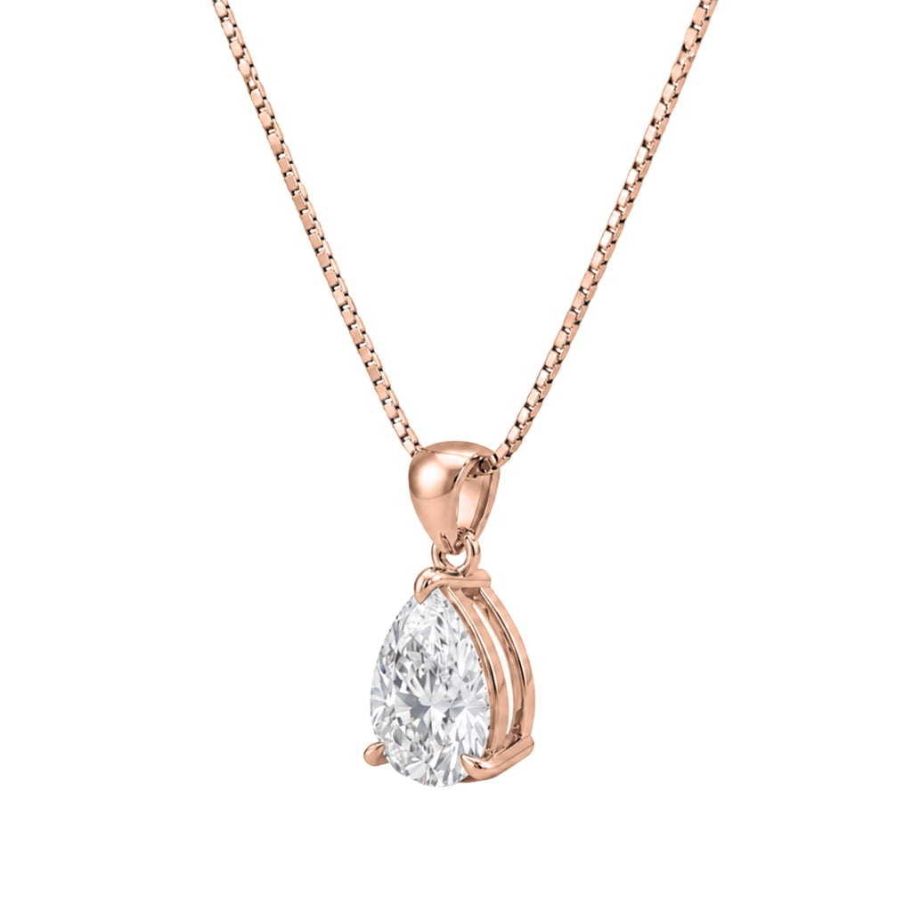 Pear Solitaire Pendant Necklace