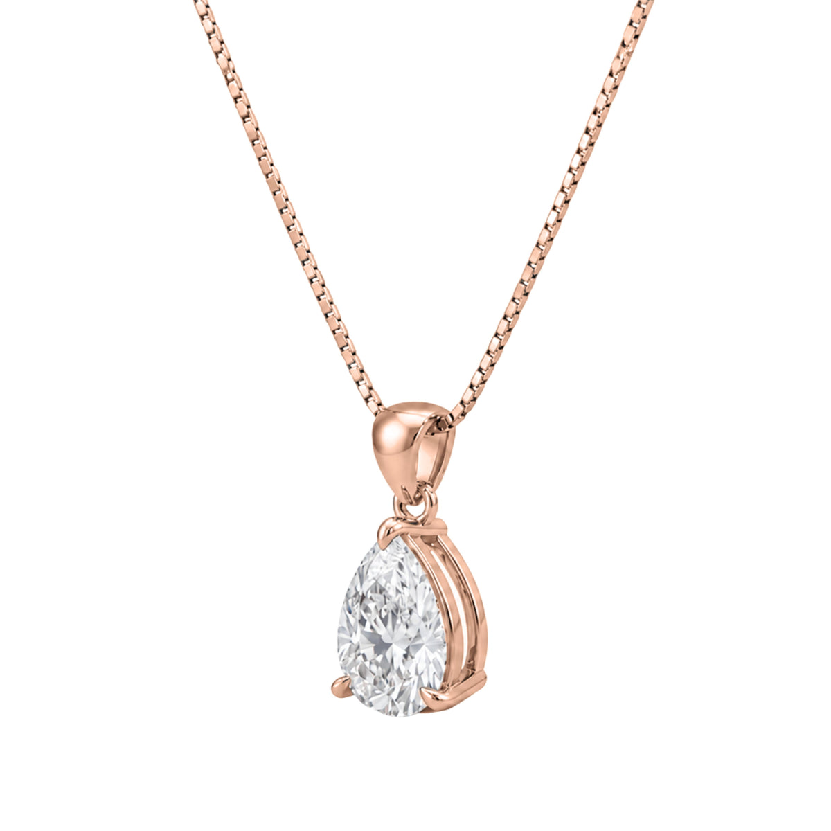 Pear Solitaire Pendant Necklace