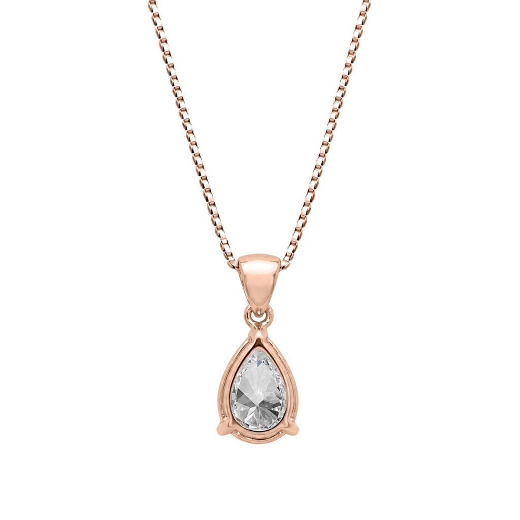 Pear Solitaire Pendant Necklace