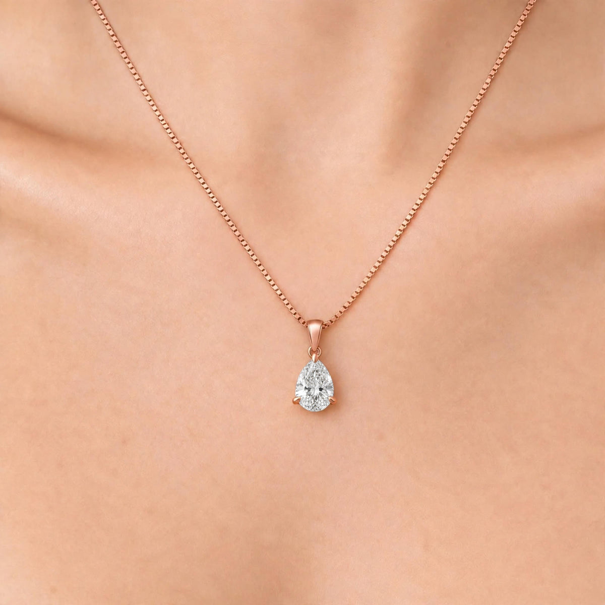 Pear Solitaire Pendant Necklace