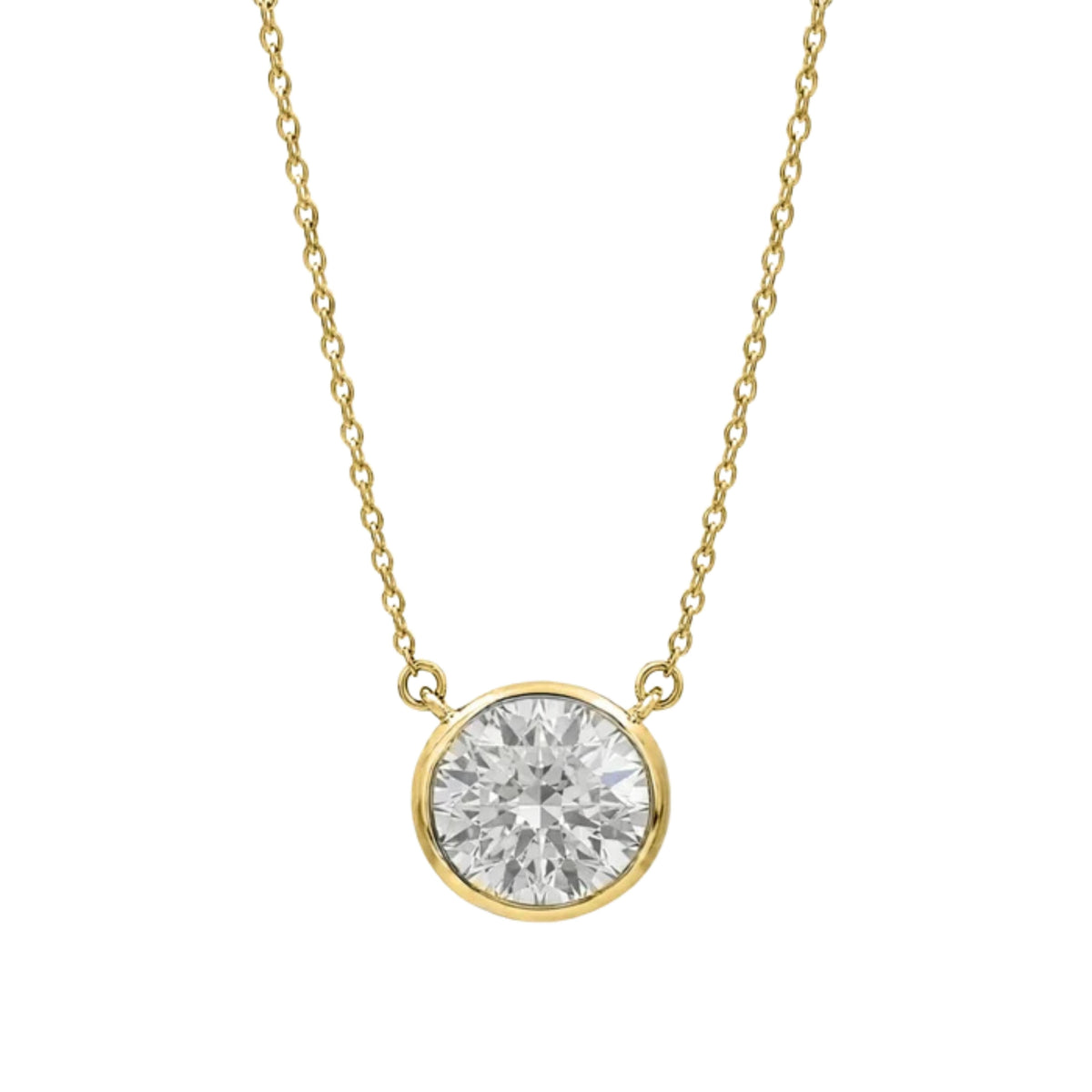 Mixed Solitaire Bezel Pendant Necklace