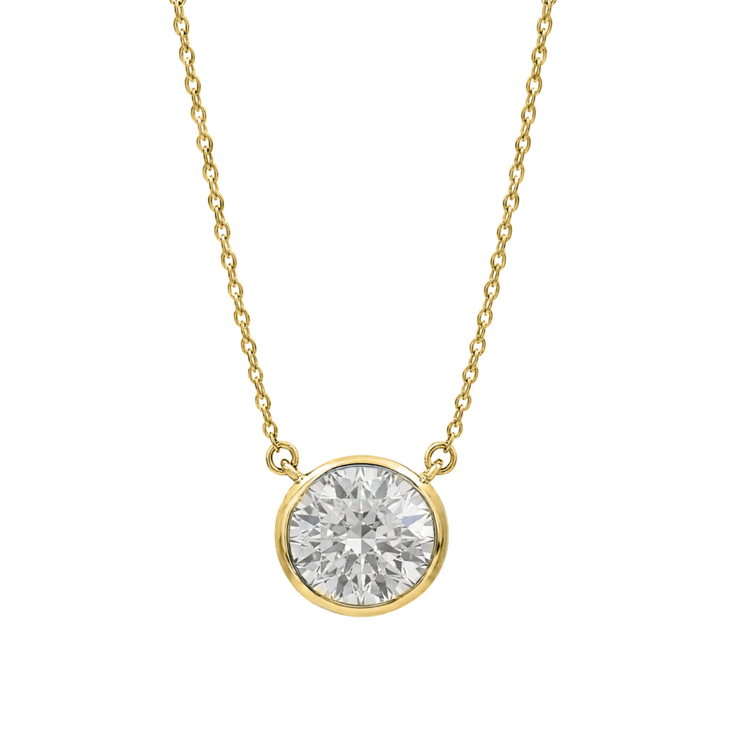 1-6 ctw Mixed Solitaire Bezel Pendant Necklace