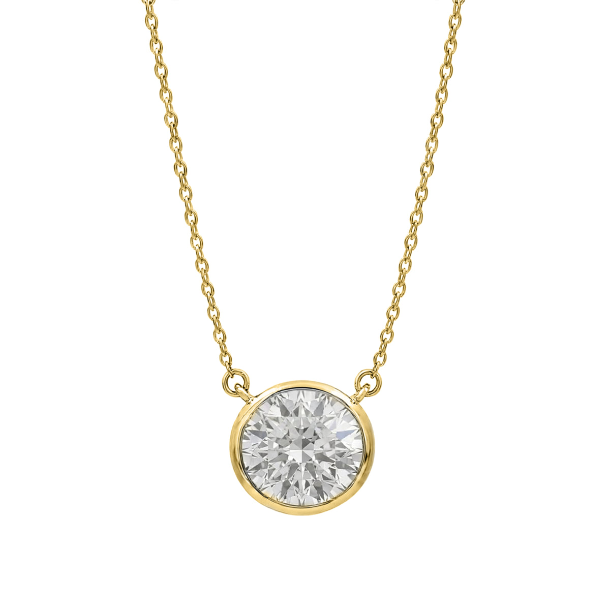 1-6 ctw Mixed Solitaire Bezel Pendant Necklace