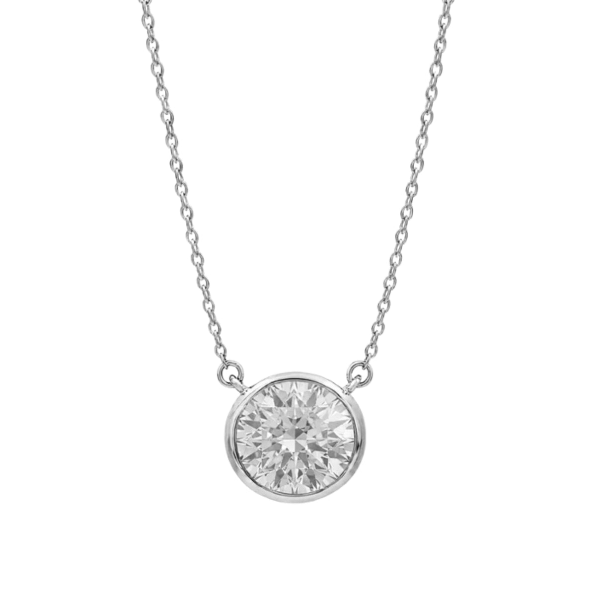 Mixed Solitaire Bezel Pendant Necklace