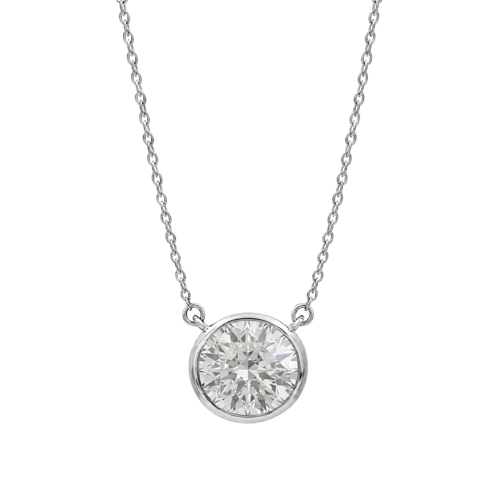 1-6 ctw Mixed Solitaire Bezel Pendant Necklace