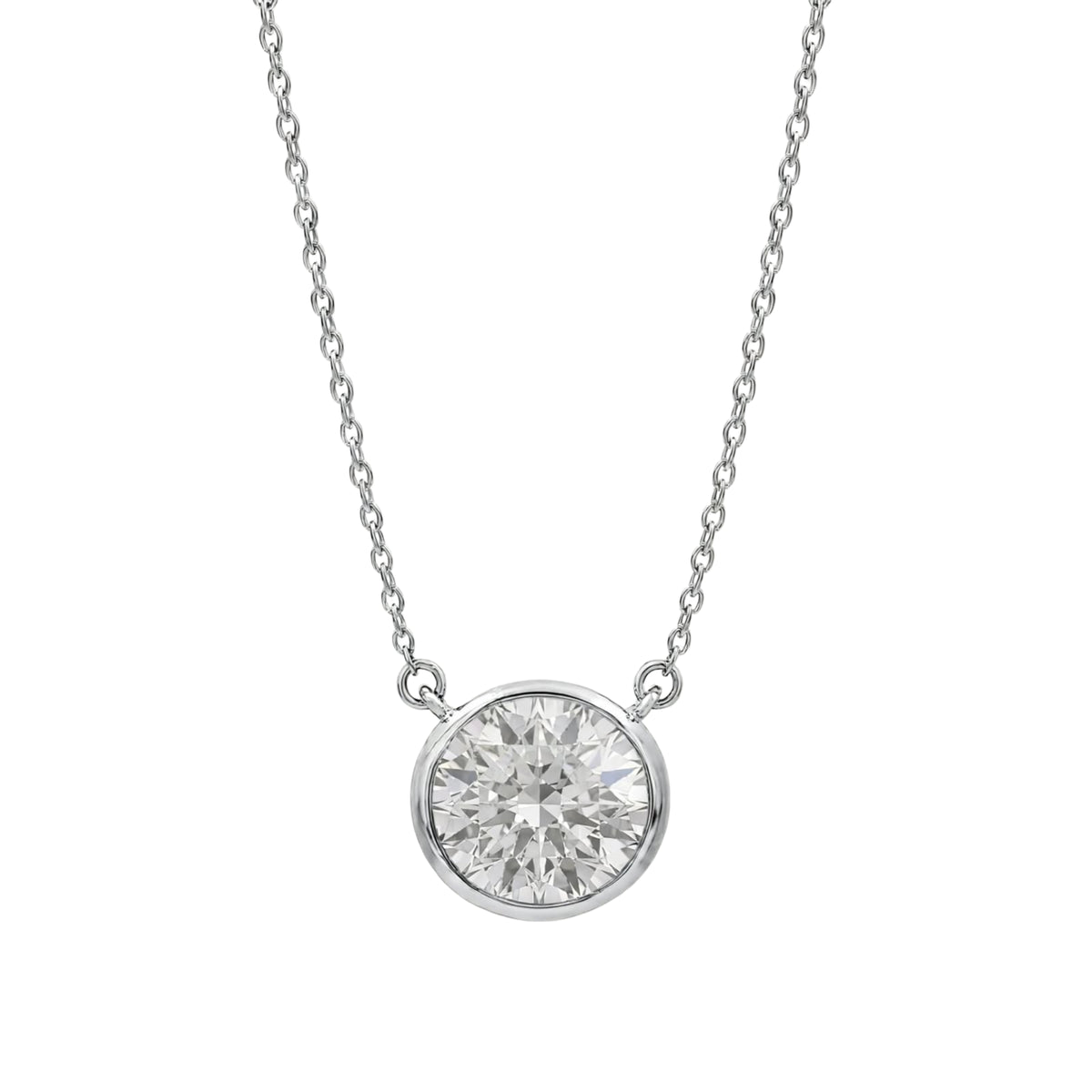 1-6 ctw Mixed Solitaire Bezel Pendant Necklace