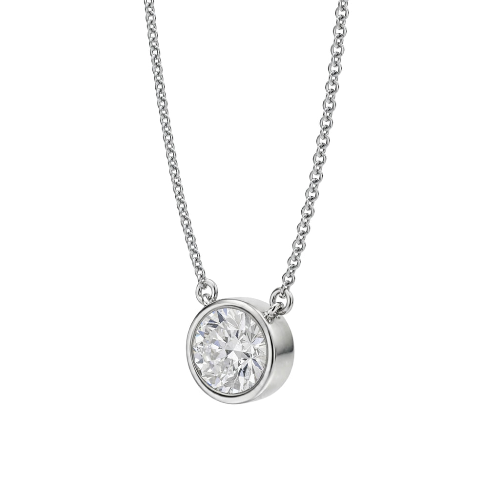 1-6 ctw Mixed Solitaire Bezel Pendant Necklace
