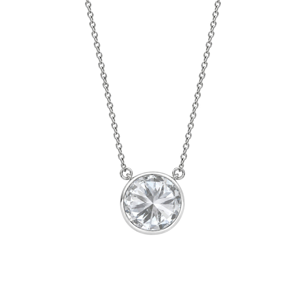 1-6 ctw Mixed Solitaire Bezel Pendant Necklace