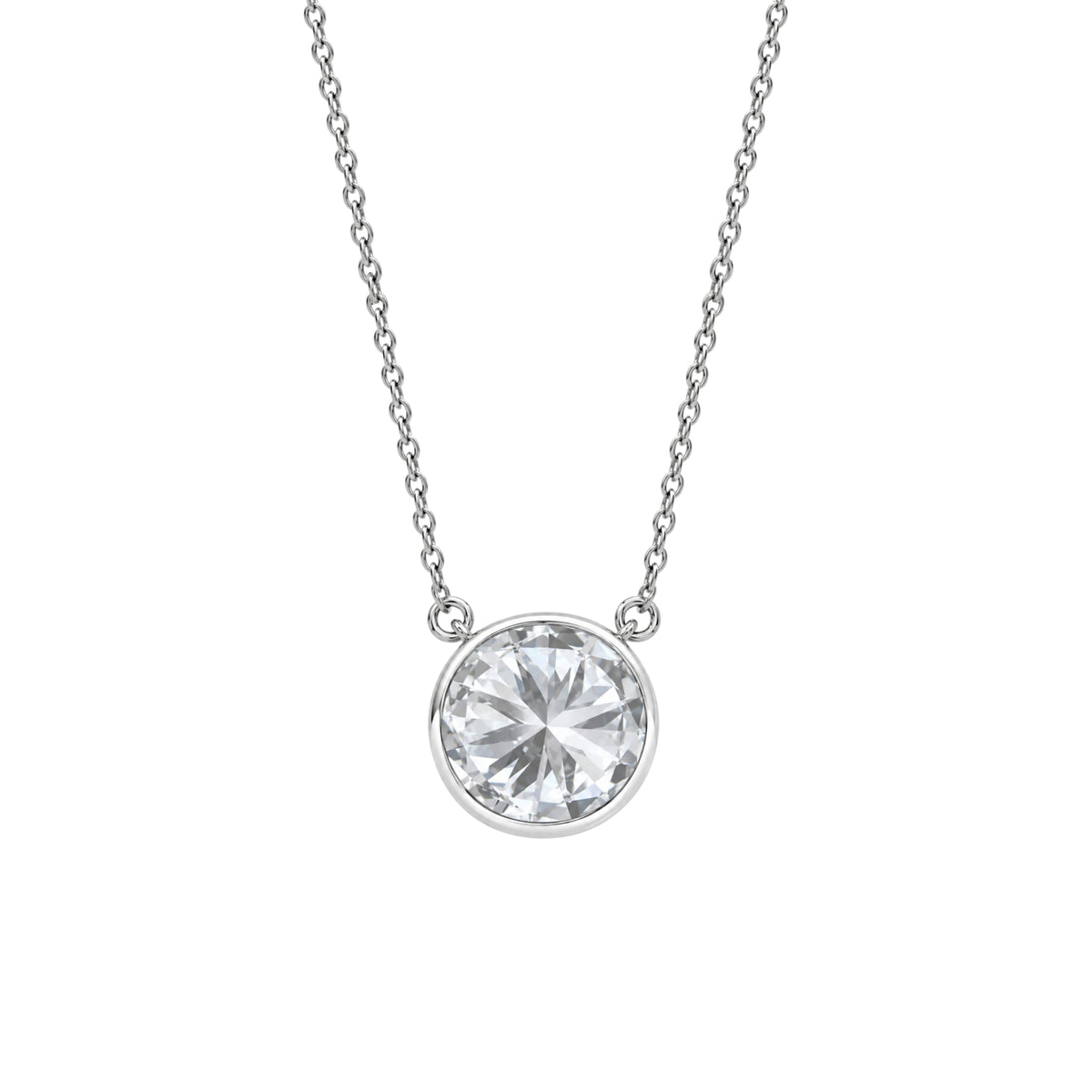 1-6 ctw Mixed Solitaire Bezel Pendant Necklace