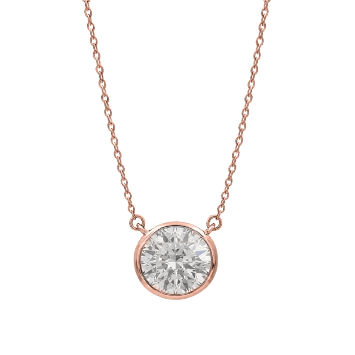 Mixed Solitaire Bezel Pendant Necklace