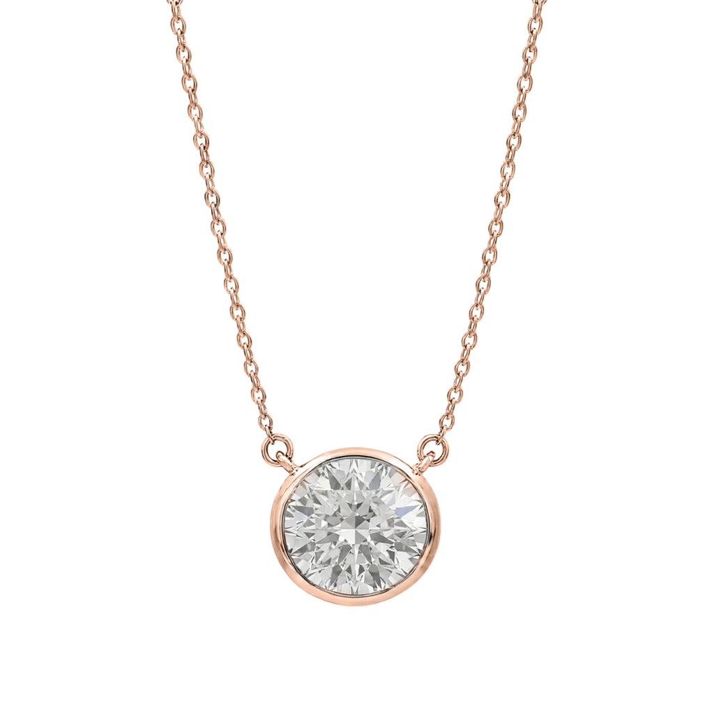 1-6 ctw Mixed Solitaire Bezel Pendant Necklace