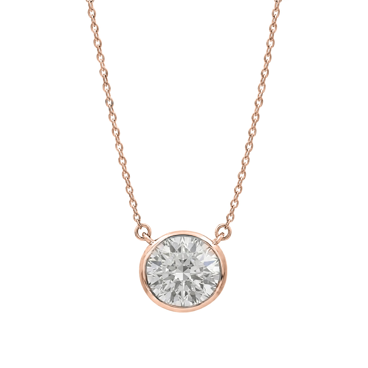 1-6 ctw Mixed Solitaire Bezel Pendant Necklace