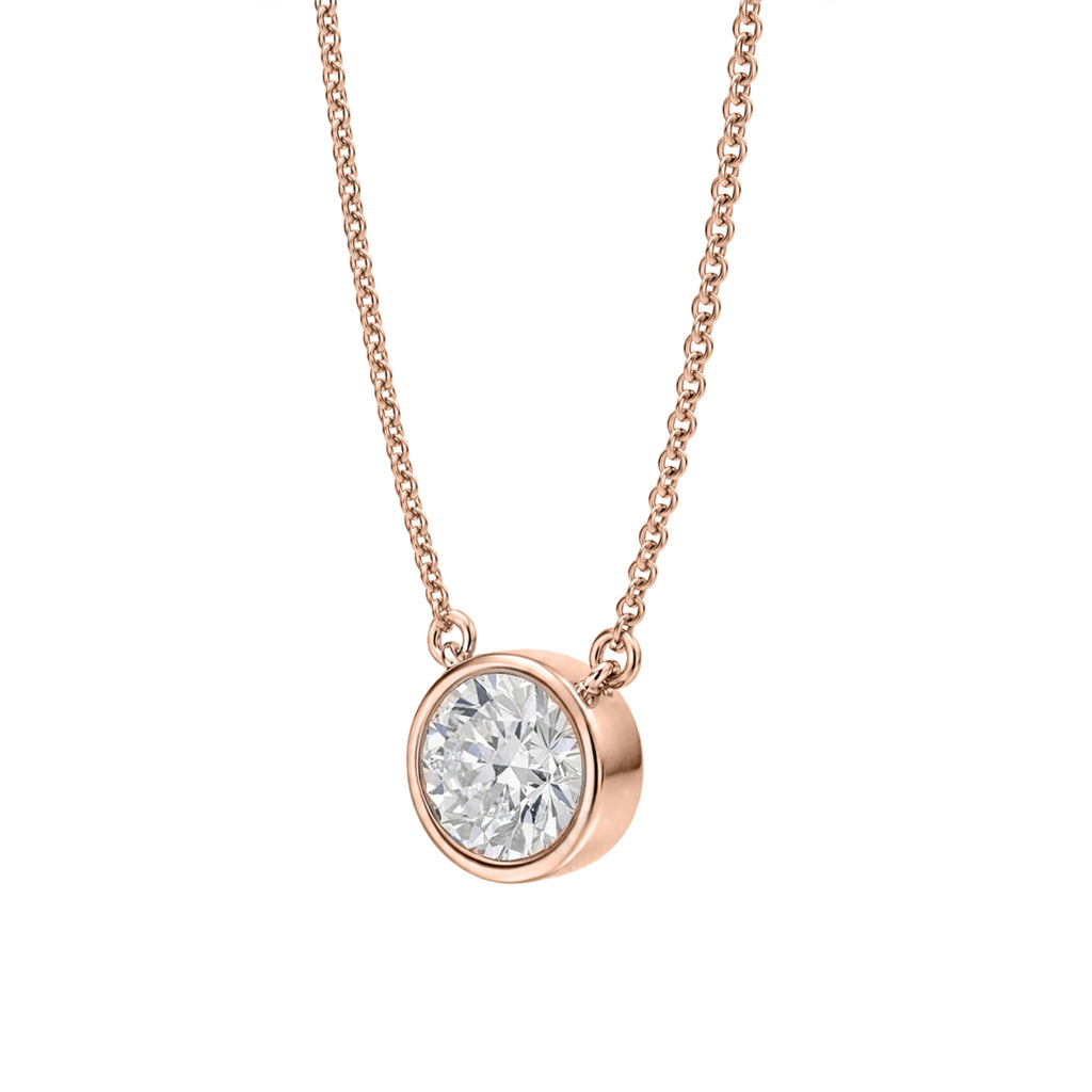1-6 ctw Mixed Solitaire Bezel Pendant Necklace
