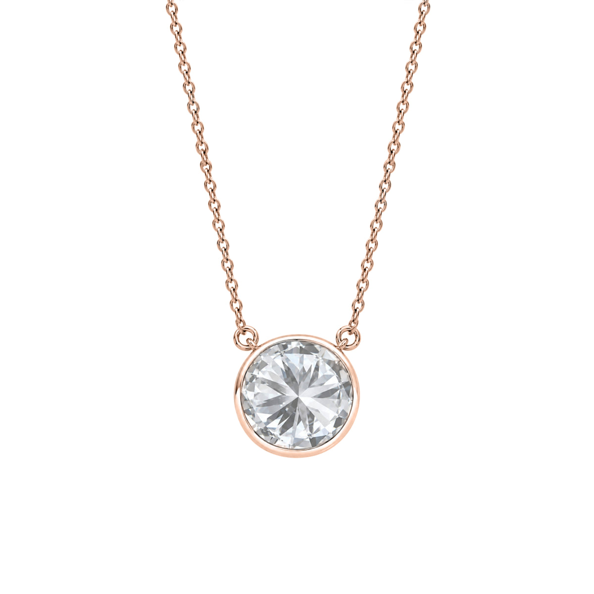 1-6 ctw Mixed Solitaire Bezel Pendant Necklace