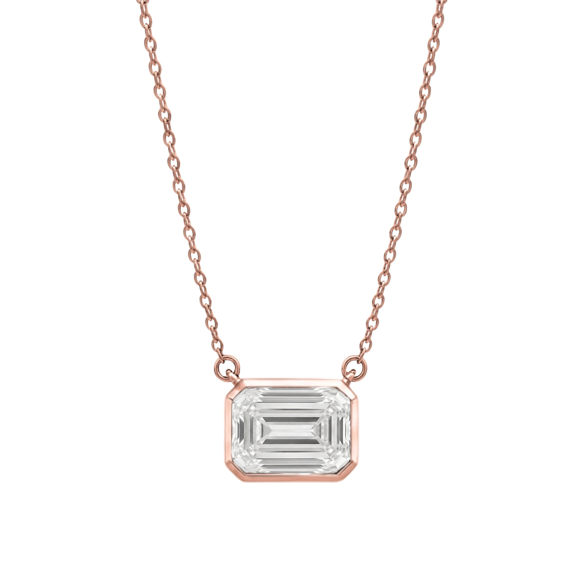 Mixed Solitaire Bezel Pendant Necklace
