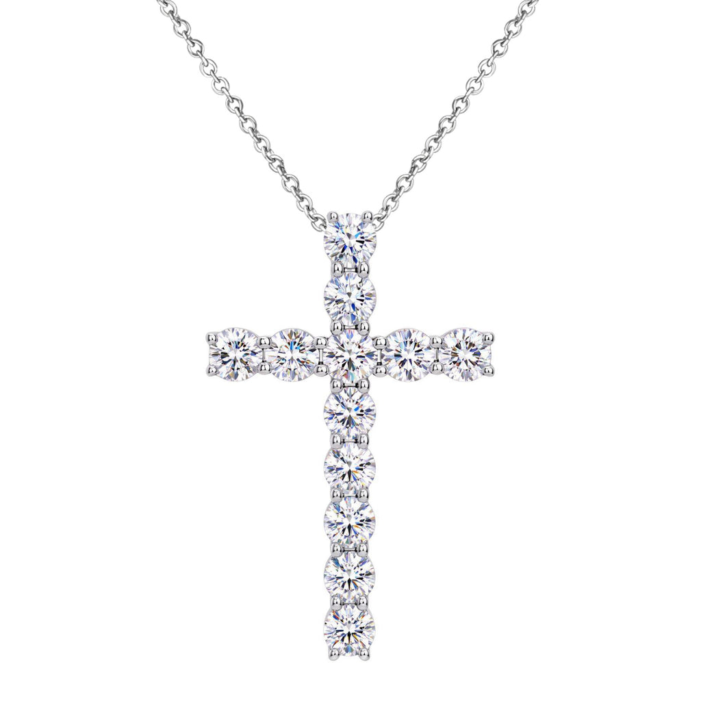 Diamonair Lab Grown Diamond (F/VS+) 1.00 carat Round cut Sterling Silver Cross Pendant - Sterling Silver | Gold over Silver