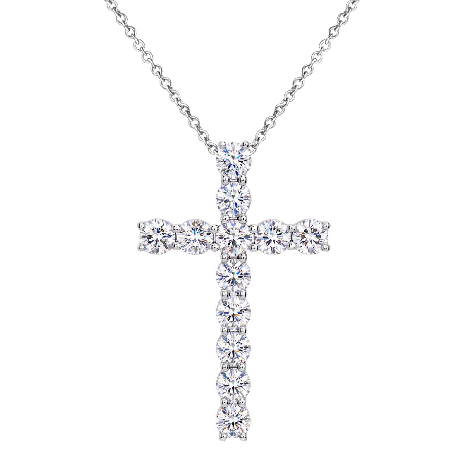 Diamonair Lab Grown Diamond (F/VS+) 1.00 carat Round cut Sterling Silver Cross Pendant - Sterling Silver | Gold over Silver