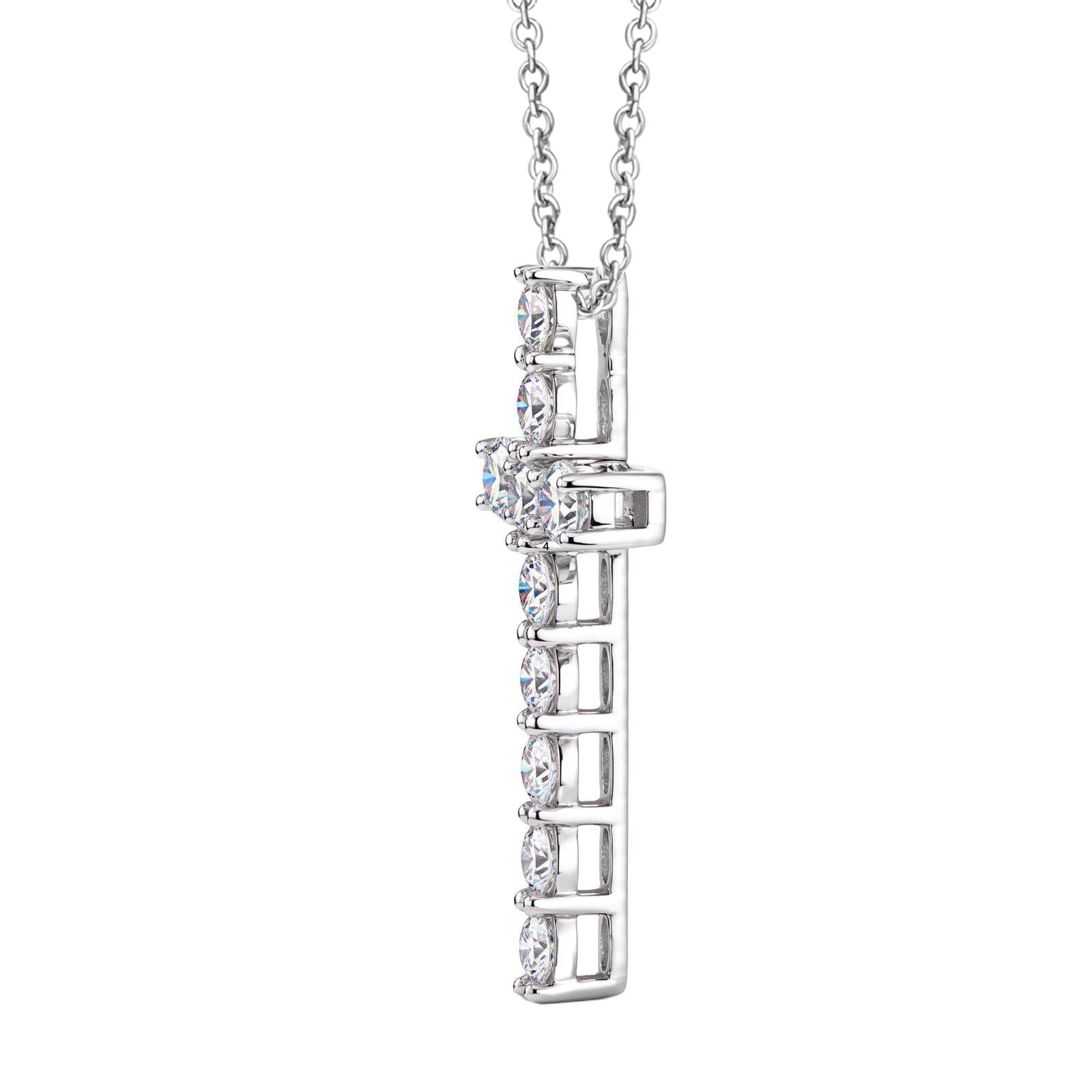 Diamonair Lab Grown Diamond (F/VS+) 1.00 carat Round cut Sterling Silver Cross Pendant - Sterling Silver | Gold over Silver