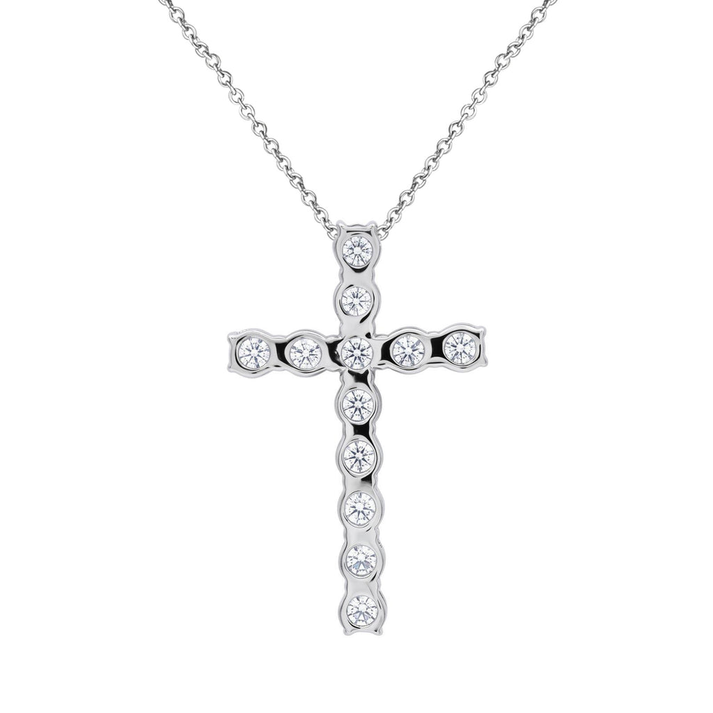 Diamonair Lab Grown Diamond (F/VS+) 1.00 carat Round cut Sterling Silver Cross Pendant - Sterling Silver | Gold over Silver