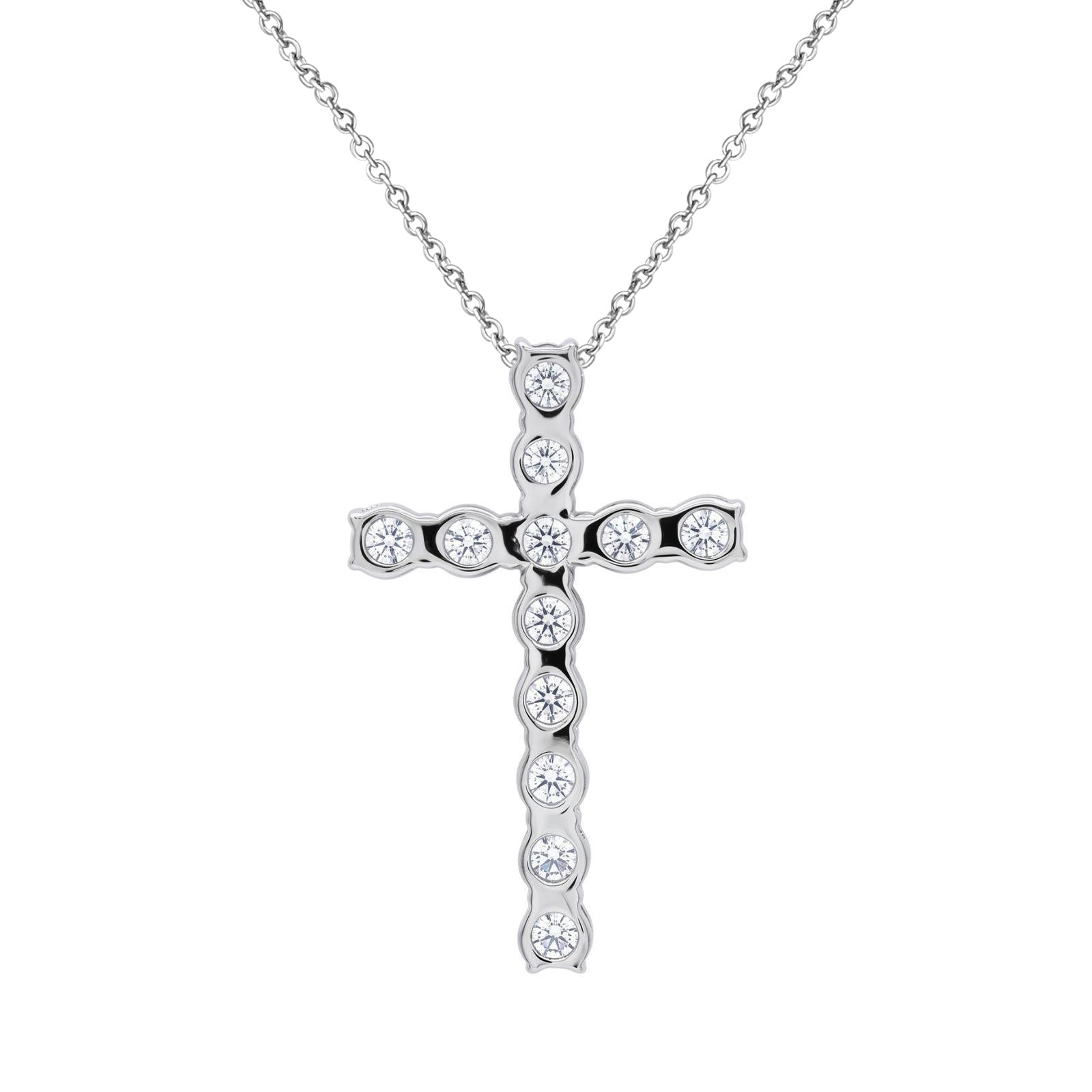 Diamonair Lab Grown Diamond (F/VS+) 1.00 carat Round cut Sterling Silver Cross Pendant - Sterling Silver | Gold over Silver