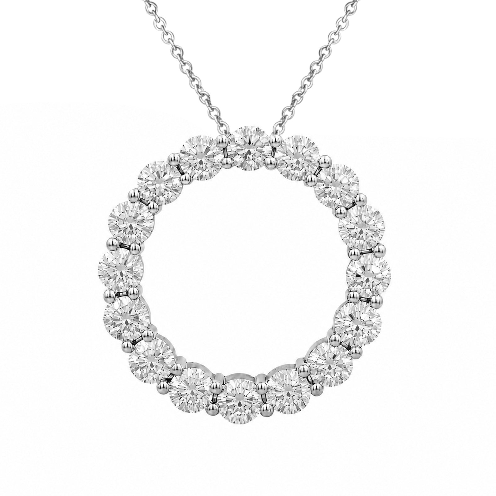 Diamonair Lab Grown Diamond (F/VS+) 1.00 carat Round cut Sterling Silver Circle Pendant - Sterling Silver | Gold over Silver