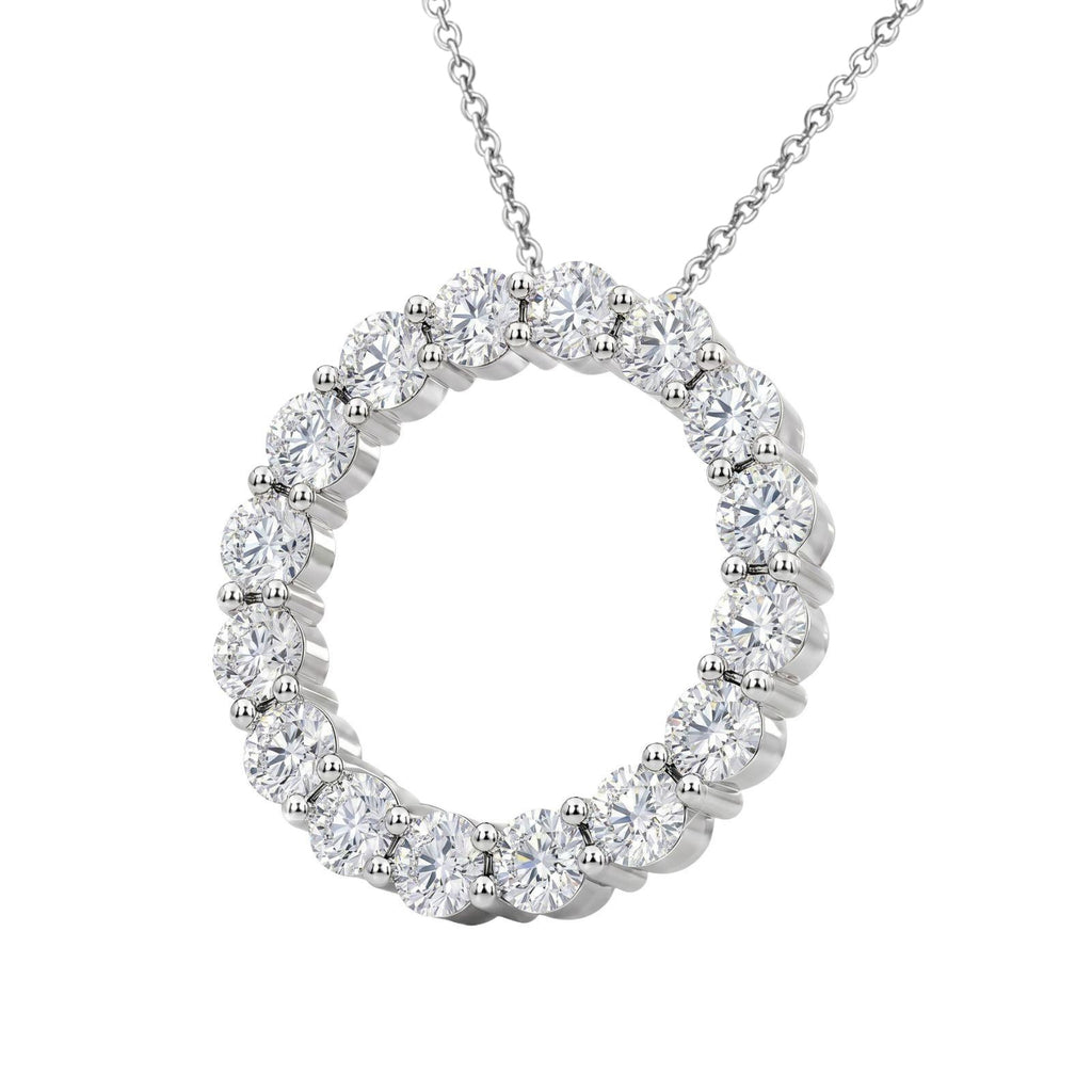 Diamonair Lab Grown Diamond (F/VS+) 1.00 carat Round cut Sterling Silver Circle Pendant - Sterling Silver | Gold over Silver