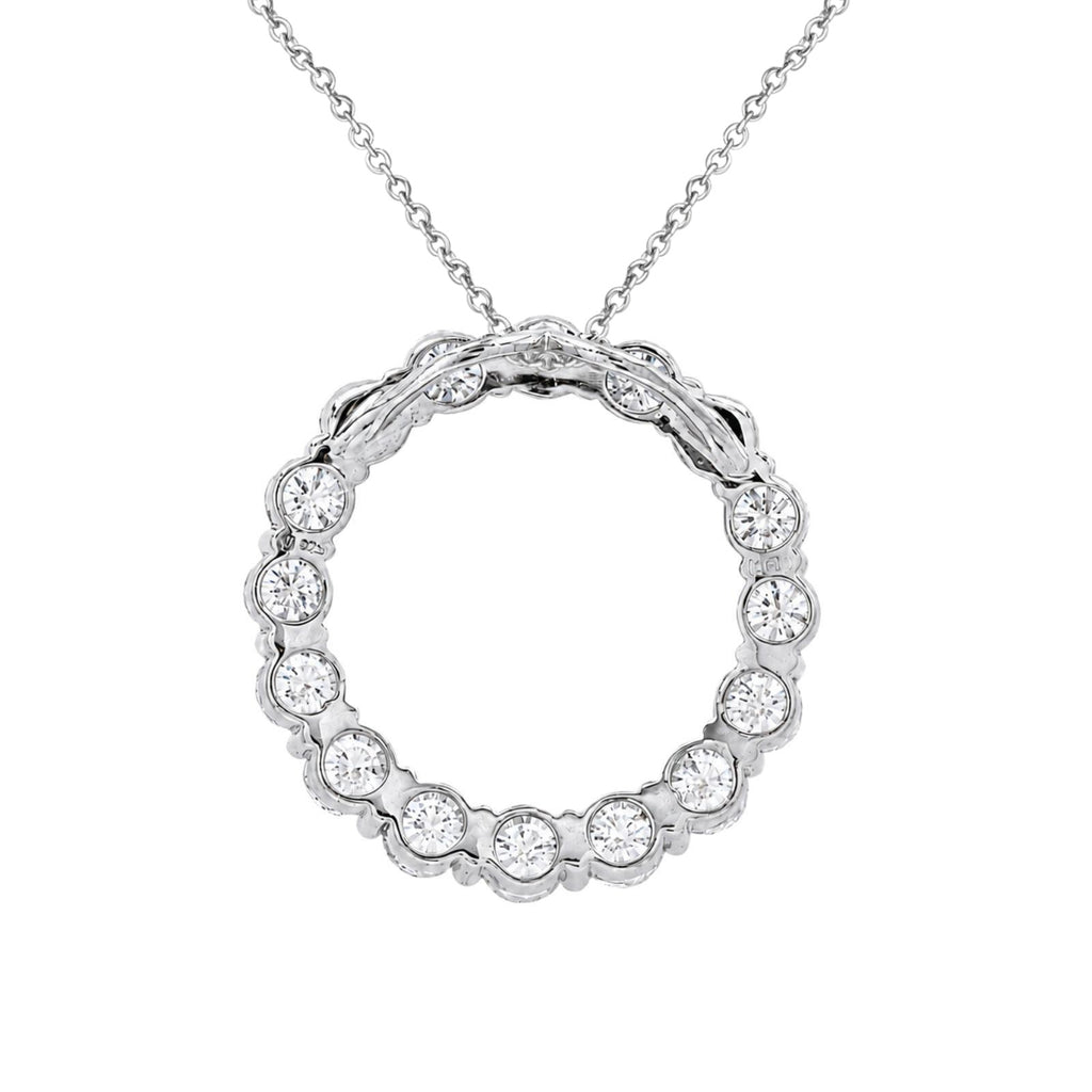 Diamonair Lab Grown Diamond (F/VS+) 1.00 carat Round cut Sterling Silver Circle Pendant - Sterling Silver | Gold over Silver