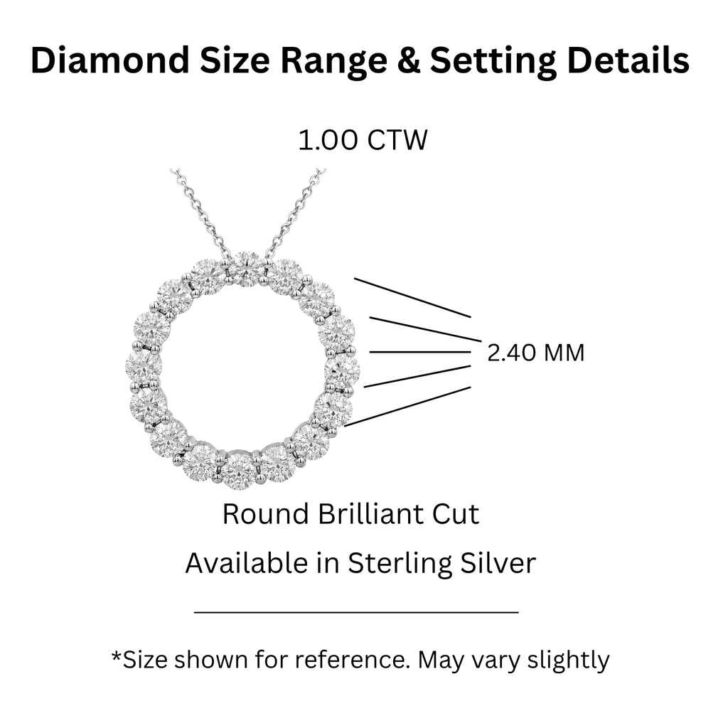 Diamonair Lab Grown Diamond (F/VS+) 1.00 carat Round cut Sterling Silver Circle Pendant - Sterling Silver | Gold over Silver