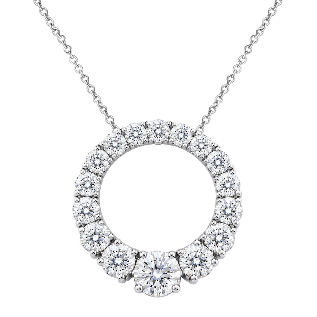 Diamonair Lab Grown Diamond (F/VS+) 2.00 carat Round cut Sterling Silver Circle Pendant - Sterling Silver | Gold over Silver