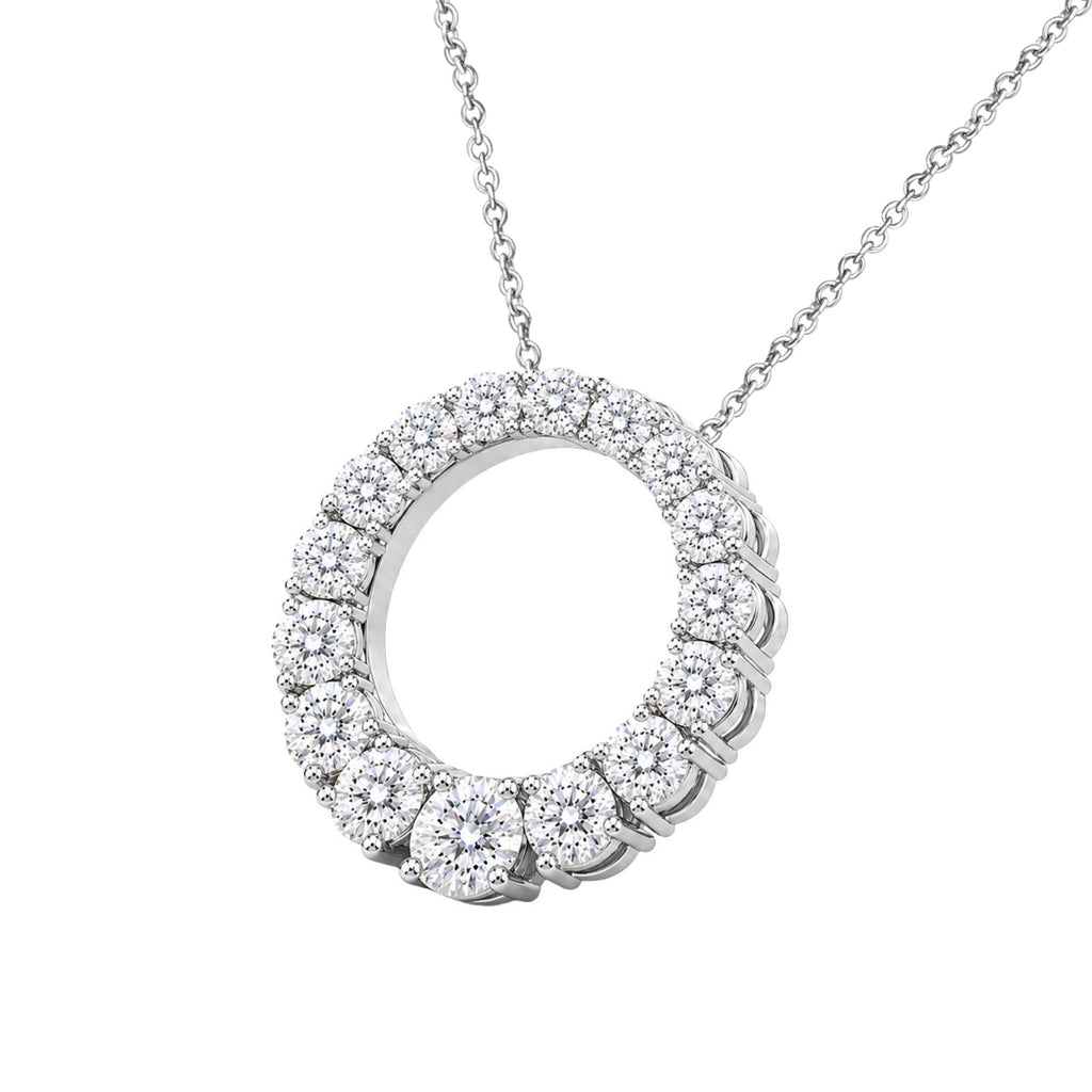 Diamonair Lab Grown Diamond (F/VS+) 2.00 carat Round cut Sterling Silver Circle Pendant - Sterling Silver | Gold over Silver