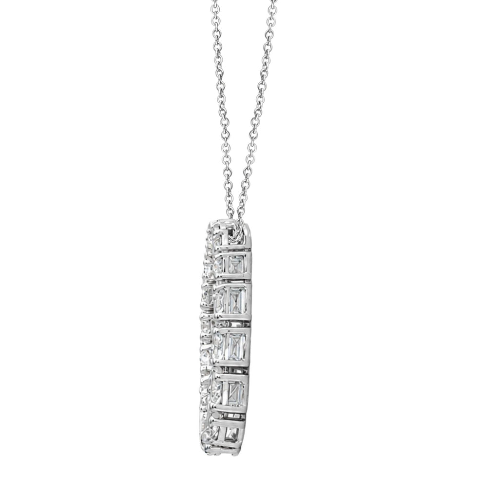 Diamonair Lab Grown Diamond (F/VS+) 2.00 carat Round cut Sterling Silver Circle Pendant - Sterling Silver | Gold over Silver