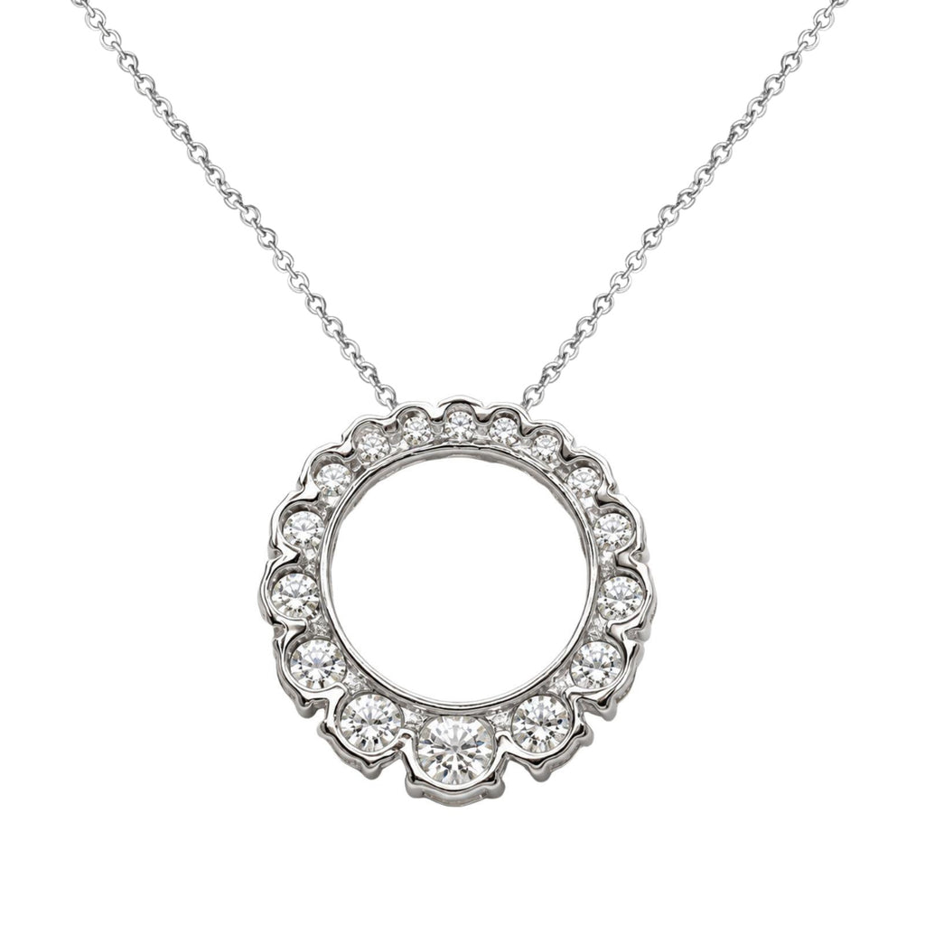 Diamonair Lab Grown Diamond (F/VS+) 2.00 carat Round cut Sterling Silver Circle Pendant - Sterling Silver | Gold over Silver