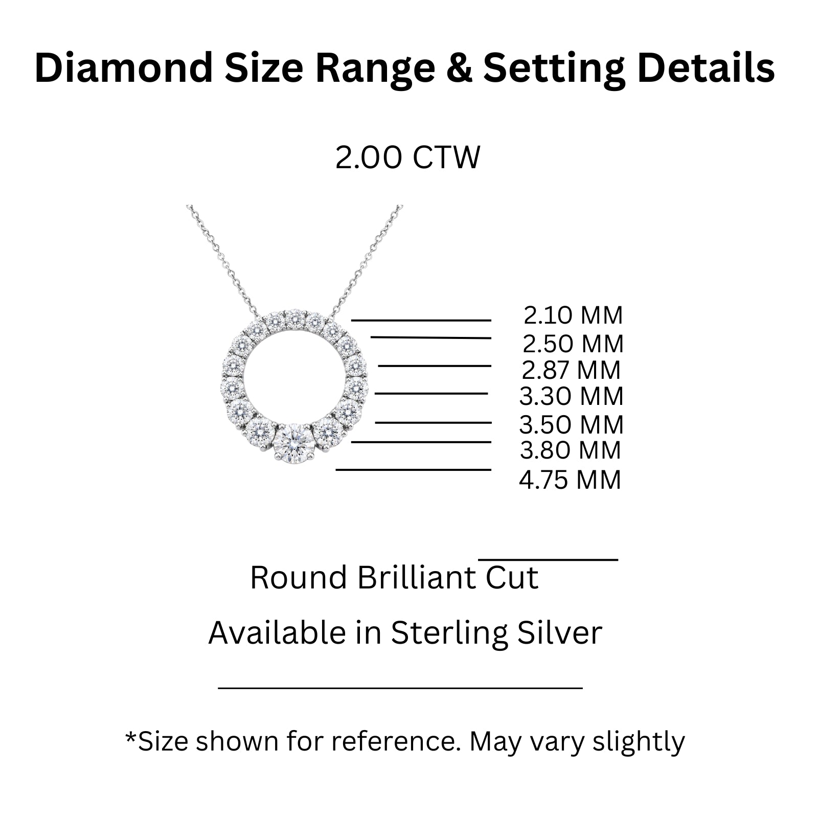 Diamonair Lab Grown Diamond (F/VS+) 2.00 carat Round cut Sterling Silver Circle Pendant - Sterling Silver | Gold over Silver