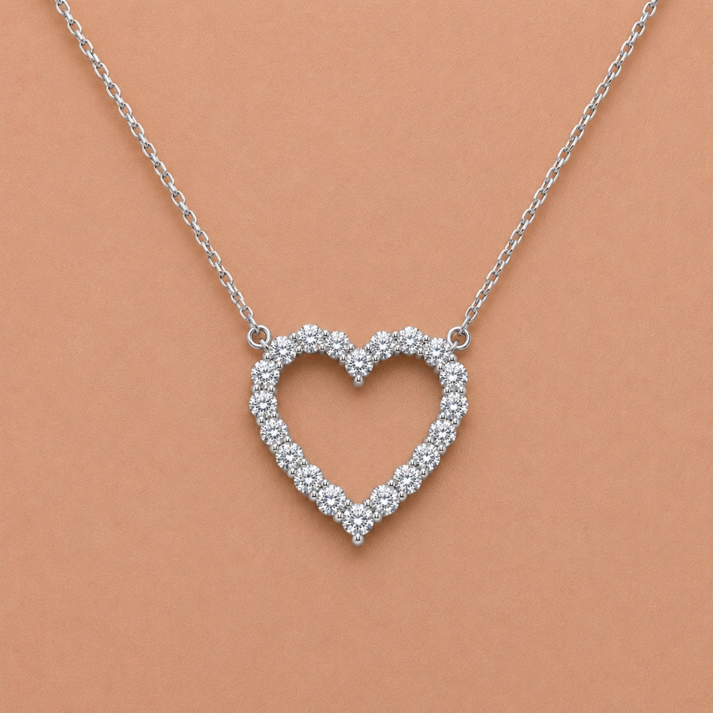 Diamonair Lab Grown Diamond (F/VS+) 1.00 carat Round cut Sterling Silver Heart Pendant - Sterling Silver | Gold over Silver