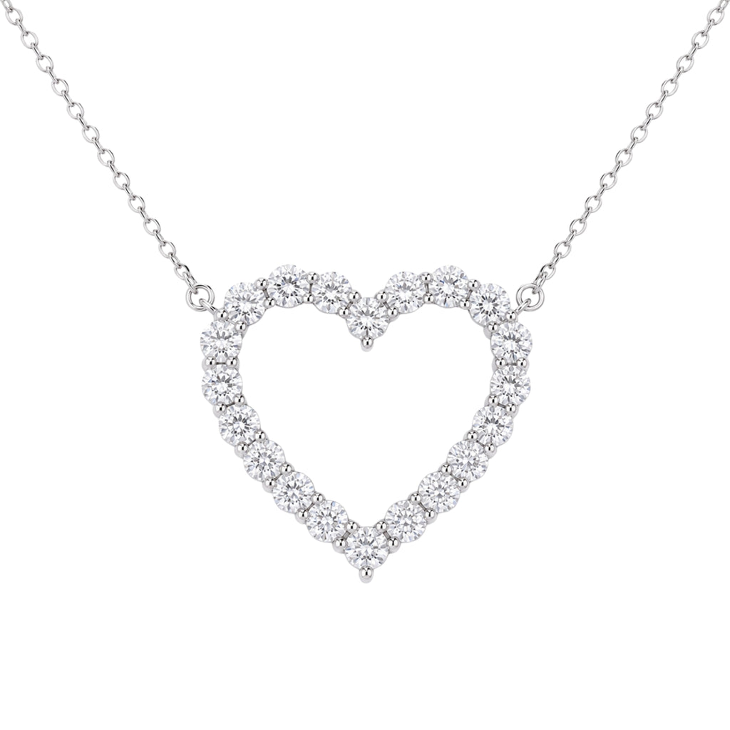 Diamonair Lab Grown Diamond (F/VS+) 2.00 carat Round cut Sterling Silver Heart Pendant - Sterling Silver | Gold over Silver