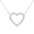 Diamonair Lab Grown Diamond (F/VS+) 2.00 carat Round cut Sterling Silver Heart Pendant - Sterling Silver | Gold over Silver