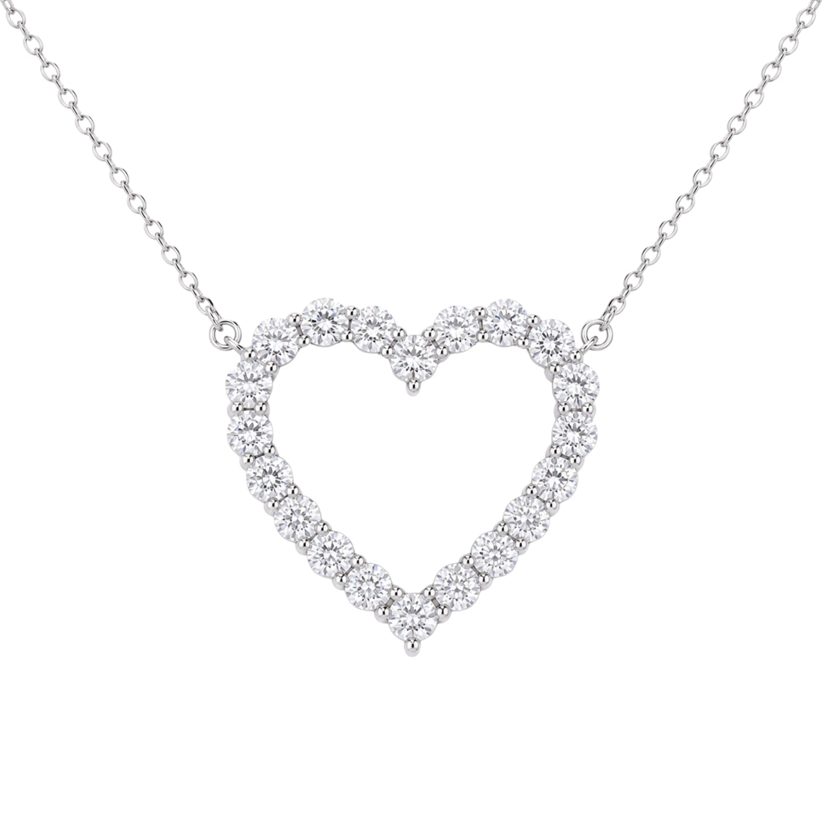 Diamonair Lab Grown Diamond (F/VS+) 2.00 carat Round cut Sterling Silver Heart Pendant - Sterling Silver | Gold over Silver